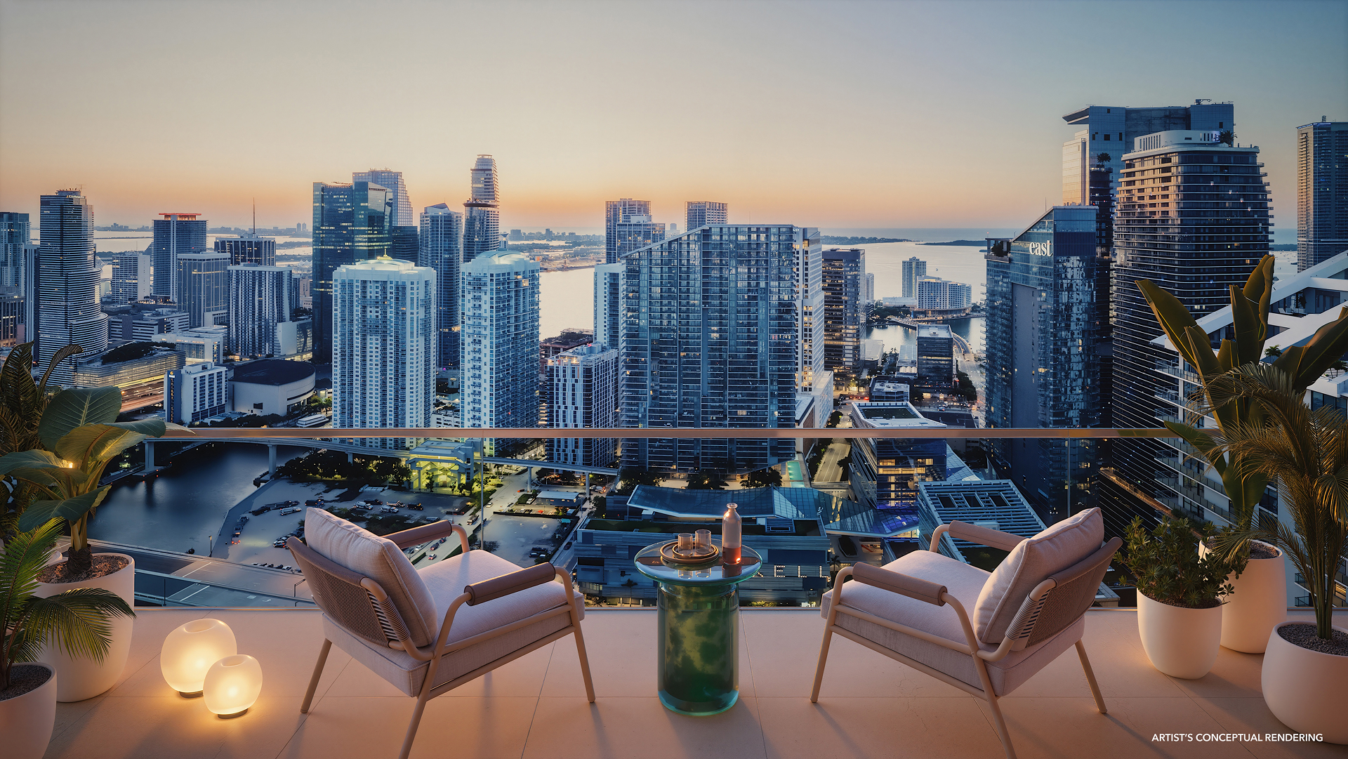 Residencia con balcón en The Standard Brickell