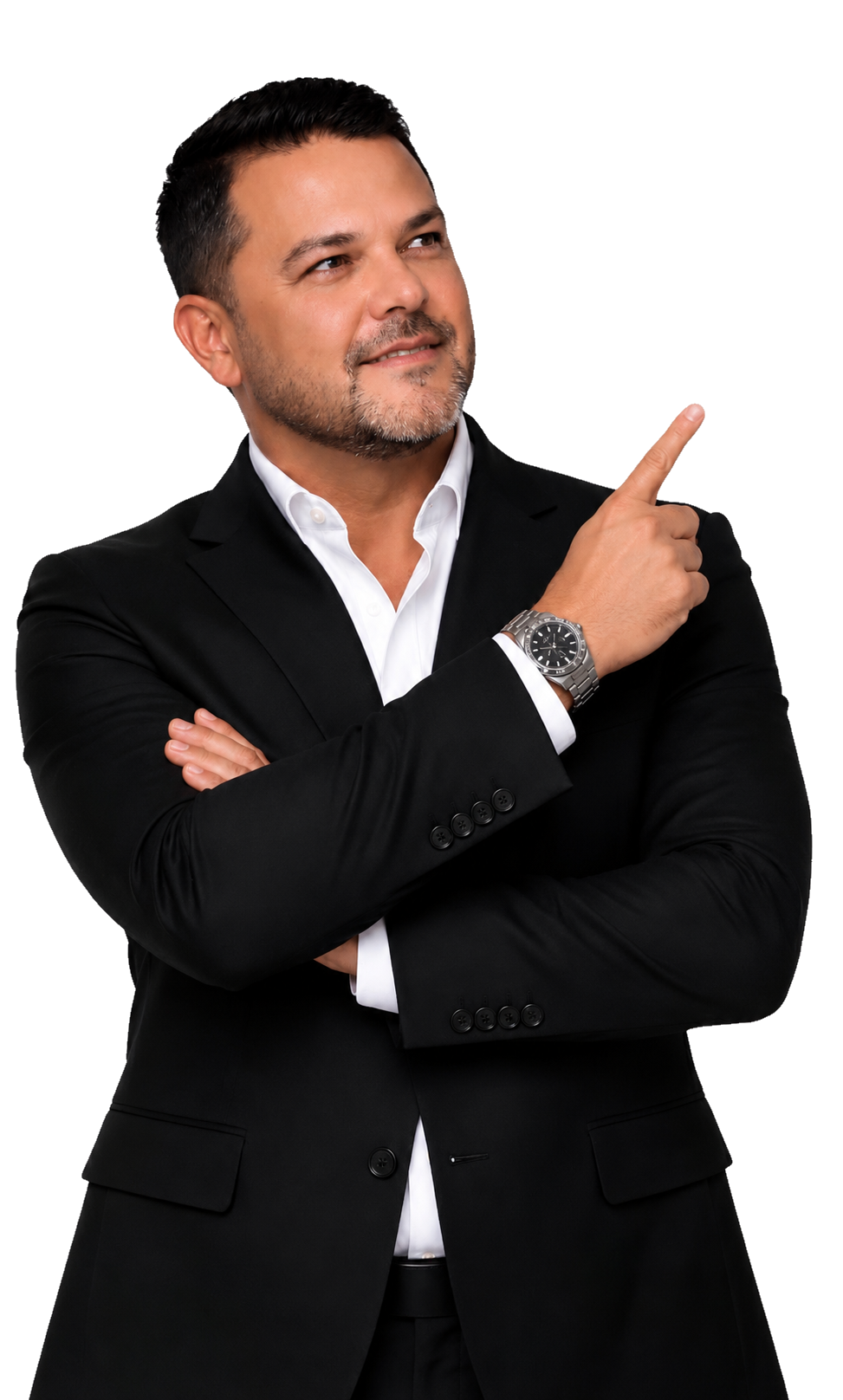 David Serfaty señalando el titular de The Standard Brickell
